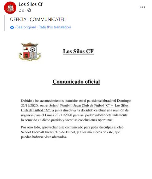Los Silos CF足球俱乐部声明。