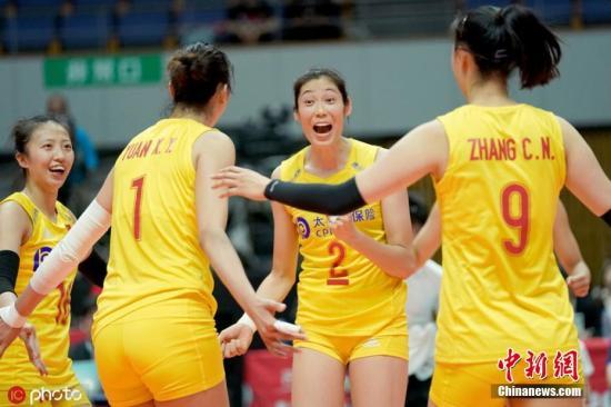 资料图:2019年世界杯,中国女排在比赛中。图片来源:ICphoto 资料图:2019年世界杯,中国女排在比赛中。图片来源:ICphoto