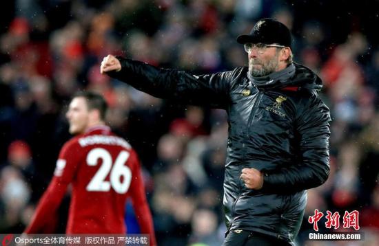 2018年12月17日，2018-19赛季英超第17轮上演双红会，利物浦主场迎战曼联，利物浦3：1胜曼联。图片来源：Osports全体育图片社