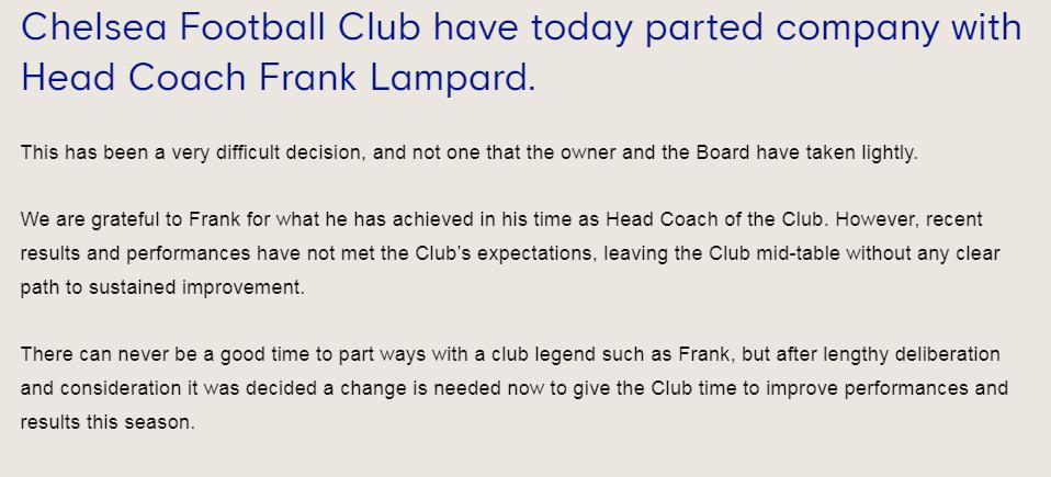 切尔西公告截图