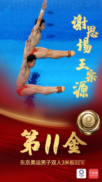 第十一金!谢思埸/王宗源男子双人3米板夺冠