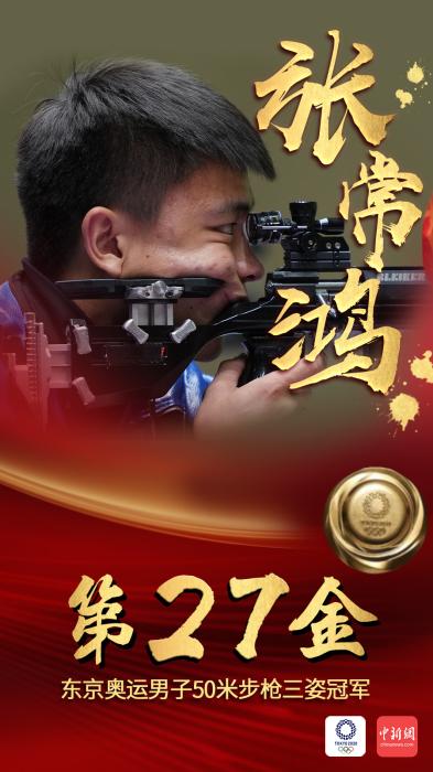 第27金!张常鸿夺东京奥运男子50米步枪三姿冠军