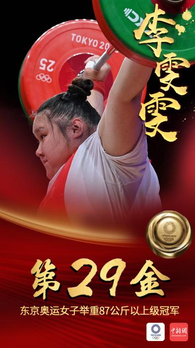 第29金！李雯雯夺得奥运举重女子87公斤以上级冠军