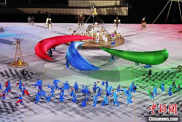 8月24日,2020东京残奥会开幕式在东京新国立竞技场举行。图为开幕式现场。 8月24日,2020东京残奥会开幕式在东京新国立竞技场举行。图为开幕式现场。